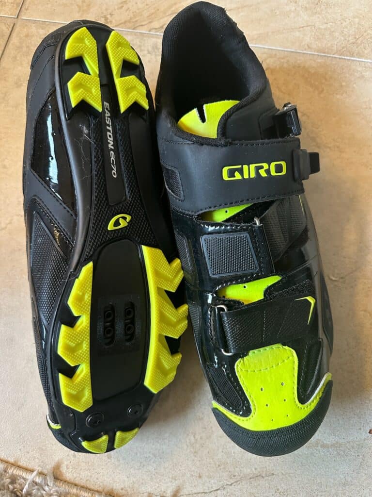 black and yellow Giro shoes, size 13